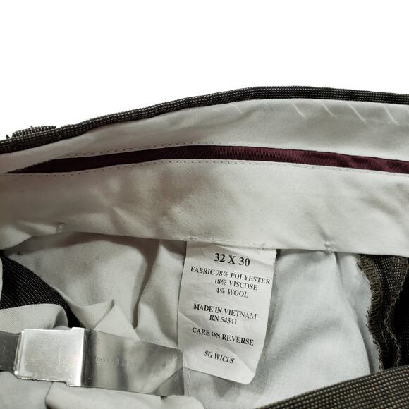 Louis Raphael 32x30 Tailored Fit Dress Pants Mens Brown Flat Front - Picture 6 of 10